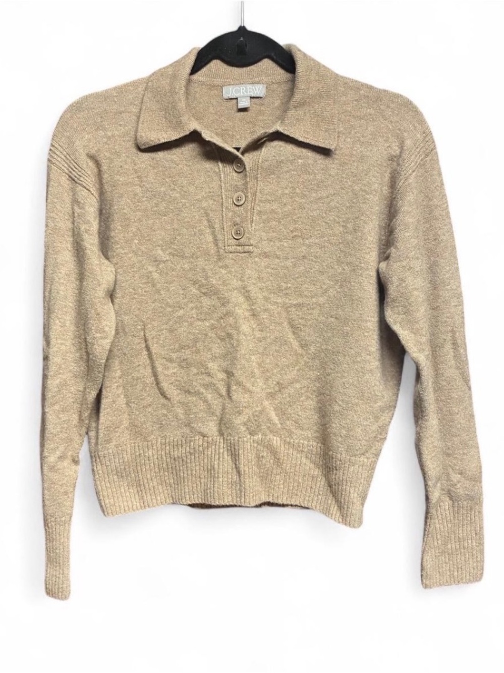 J. Crew Light Brown Knit Sweater - Polo Collar Detail